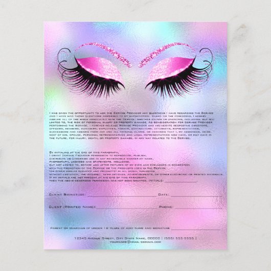 Eyelash Extension Liability Waiver Roos Ombre Flyer (Achterkant)