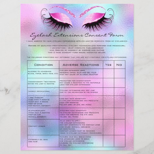 Eyelash Extension Liability Waiver Roos Roze Flyer (Voorkant)