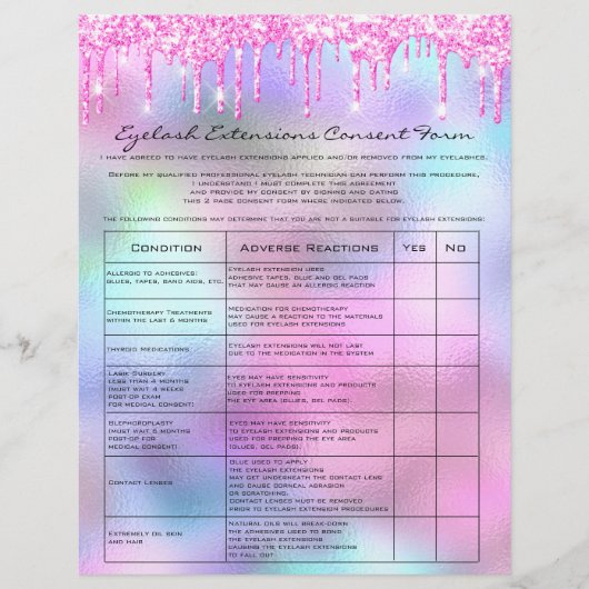 Eyelash Extension Liability Waiver Roos Roze Flyer (Voorkant)