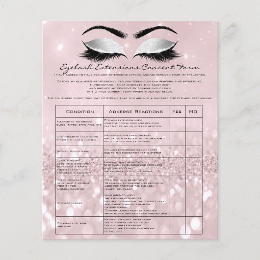 Eyelash Extension Liability Waiver Roos Roze grijs Flyer (Voorkant)