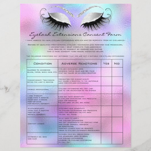 Eyelash Extension Liability Waiver Roos Silver Gra Flyer (Voorkant)