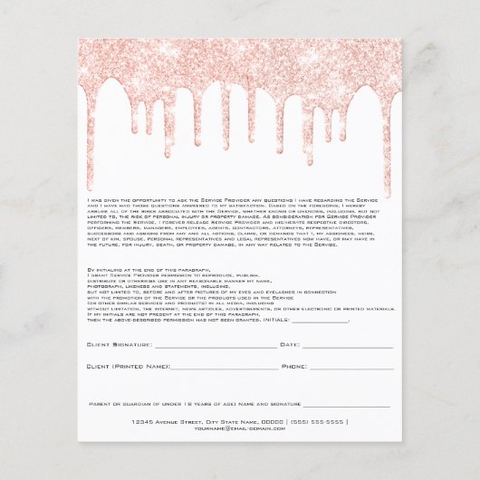 Eyelash Extension Liability Waiver Roos White Flyer (Achterkant)