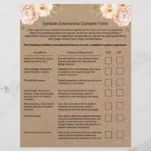 Eyelash Extension Liability Waiver Rustic Kraft Flyer