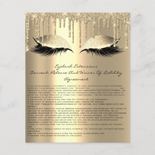 Eyelash Extension Liability Waiver Sparkly Glam Flyer (Voorkant)