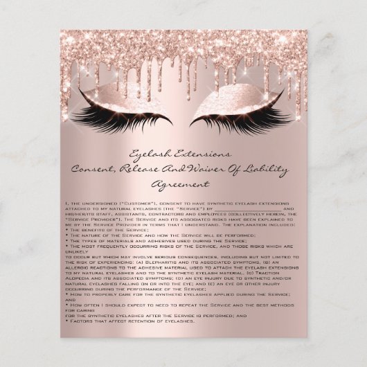 Eyelash Extension Liability Waiver Sparkly Pink1 Flyer (Voorkant)