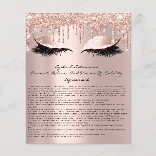 Eyelash Extension Liability Waiver Sparkly Pink Flyer (Voorkant)