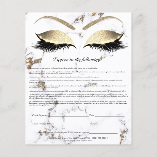 Eyelash Extension Liability Waiver White Marble Flyer (Achterkant)
