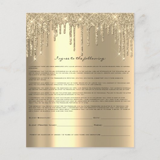 Eyelash Extension Liability Wavever Agreement Gold Flyer (Achterkant)