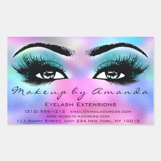 Eyelash Extension Makeup Artist Beauty Holograaf Rechthoekige Sticker (Voorkant)