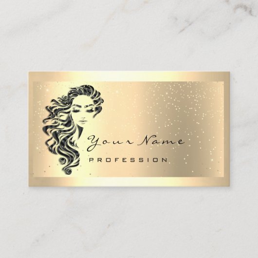 Eyelash Extension Makeup Artist Hair GoldConfetti Visitekaartje (Voorkant)