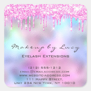 Eyelash Extension Makeup Artist Salon Pink Drives Vierkante Sticker