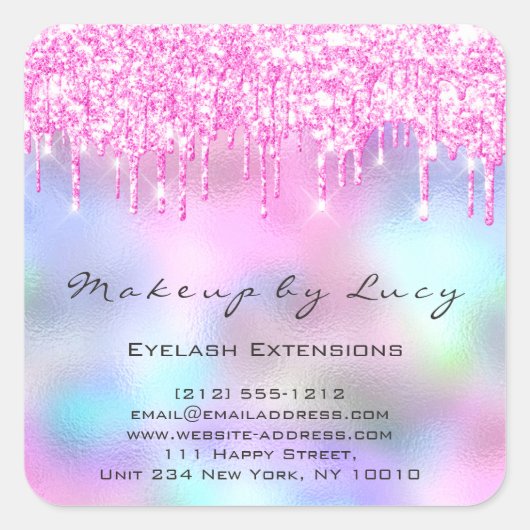 Eyelash Extension Makeup Artist Salon Pink Drives Vierkante Sticker (Voorkant)