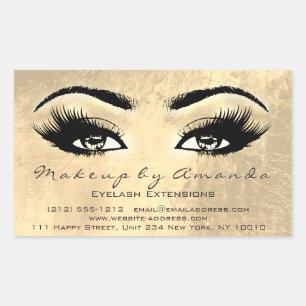 Eyelash Extension Makeup Beauty Browns Gold Glam Rechthoekige Sticker
