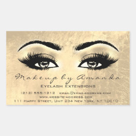 Eyelash Extension Makeup Beauty Browns Golden Foli Rechthoekige Sticker