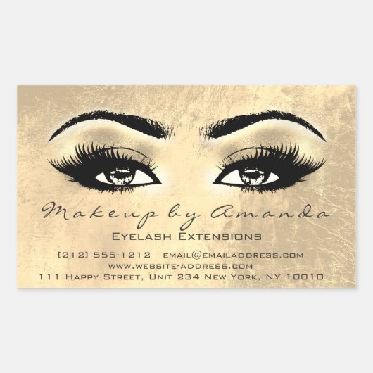 Eyelash Extension Makeup Beauty Browns Golden Foli Rechthoekige Sticker (Voorkant)