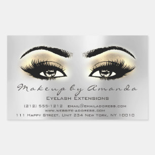 Eyelash Extension Makeup Beauty Browns Grey Silver Rechthoekige Sticker