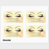 Eyelash Extension Makeup Beauty Salon Gold Glitter Rechthoekige Sticker (Vel)
