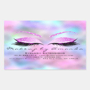 Eyelash Extension Makeup Beauty Salon Holograaf Rechthoekige Sticker