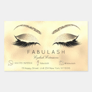 Eyelash Extension Makeup Beauty Salon Lux Gold VIP Rechthoekige Sticker