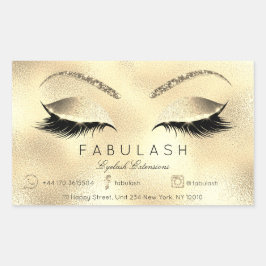 Eyelash Extension Makeup Beauty Salon Lux Golden Rechthoekige Sticker