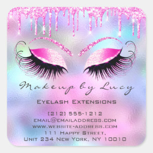 Eyelash Extension Makeup Beauty Salon Pink Drivers Vierkante Sticker