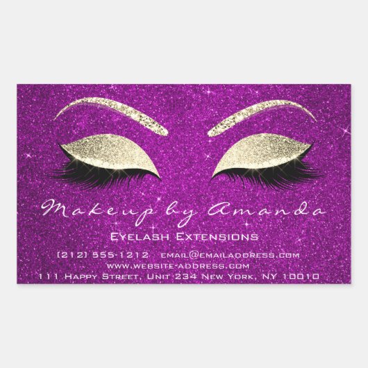 Eyelash Extension Makeup Beauty Salon Pink Gold Rechthoekige Sticker (Voorkant)