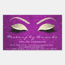 Eyelash Extension Makeup Beauty Salon Pink Gold Rechthoekige Sticker