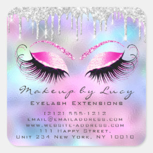 Eyelash Extension Makeup Beauty Salon Pink Ombre Vierkante Sticker