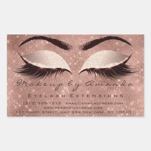 Eyelash Extension Makeup Beauty Salon Roos Rechthoekige Sticker (Voorkant)