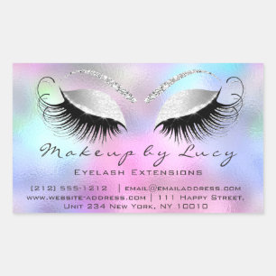 Eyelash Extension Makeup Beauty Salon Roze Grijze Rechthoekige Sticker