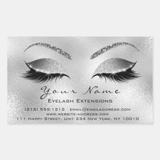 Eyelash Extension Makeup Beauty Salon Silver VIP Rechthoekige Sticker (Voorkant)