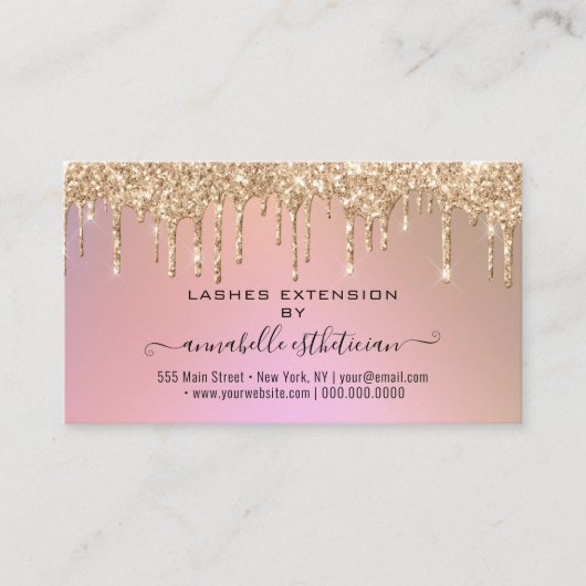 Eyelash Extension Natercare Instruction Glitter B Visitekaartje (Voorkant)