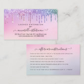 Eyelash Extension Natercare Instruction Glitter Bu Visitekaartje (Voorkant / Achterkant)