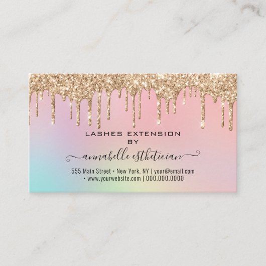 Eyelash Extension Natercare Instruction Glitter Visitekaartje (Voorkant)