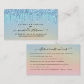 Eyelash Extension Natercare Instruction Glitter Visitekaartje (Voorkant / Achterkant)