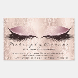Eyelash Extension Pink Makeup Artist Beauty Damask Rechthoekige Sticker