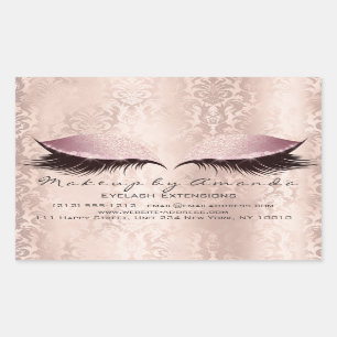 Eyelash Extension Pink Makeup Artist Beauty Damask Rechthoekige Sticker