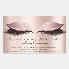 Eyelash Extension Pink Makeup Artist Beauty Salon Rechthoekige Sticker