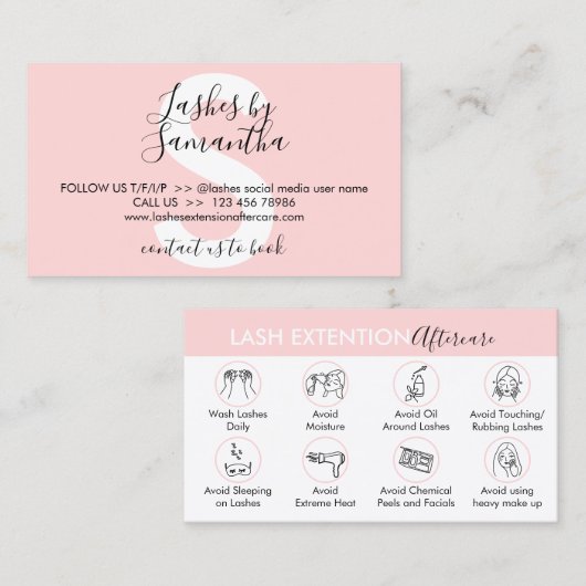 Eyelash Extension Products Natercare Instruction Visitekaartje (Voorkant / Achterkant)