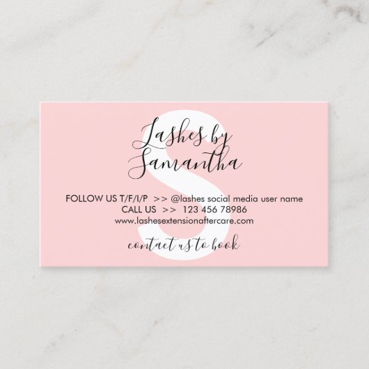 Eyelash Extension Products Natercare Instruction Visitekaartje (Voorkant)