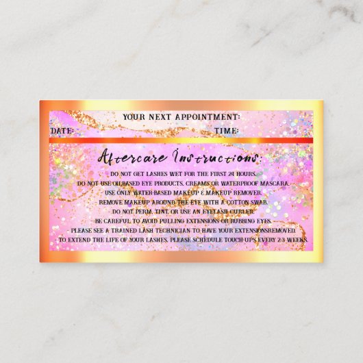 Eyelash Extension QRCode Logo Holografen Glitter Visitekaartje (Achterkant)