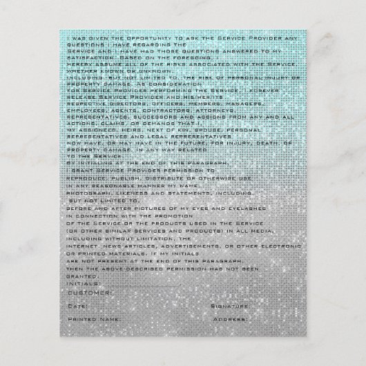 EYELASH EXTENSION RELEASE WAIVER Blue Silver Flyer (Achterkant)