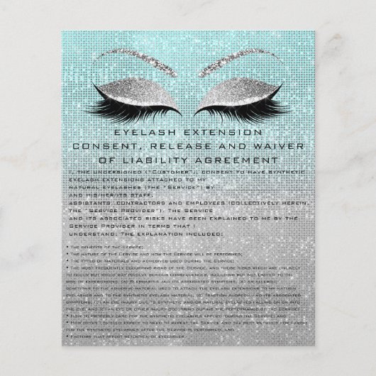 EYELASH EXTENSION RELEASE WAIVER Blue Silver Flyer (Voorkant)