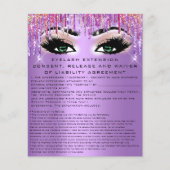 EYELASH EXTENSION RELEASE WAIVER Green Eyes Paars Flyer (Voorkant)