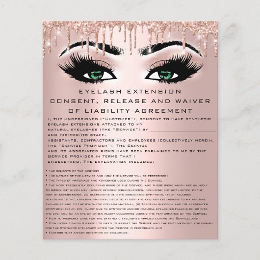 EYELASH EXTENSION RELEASE WAIVER Green Roos Flyer (Voorkant)