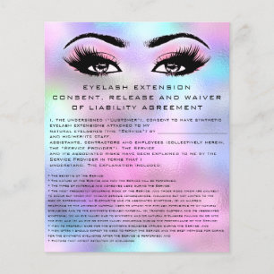 EYELASH EXTENSION RELEASE WAIVER Holografen Roze Flyer