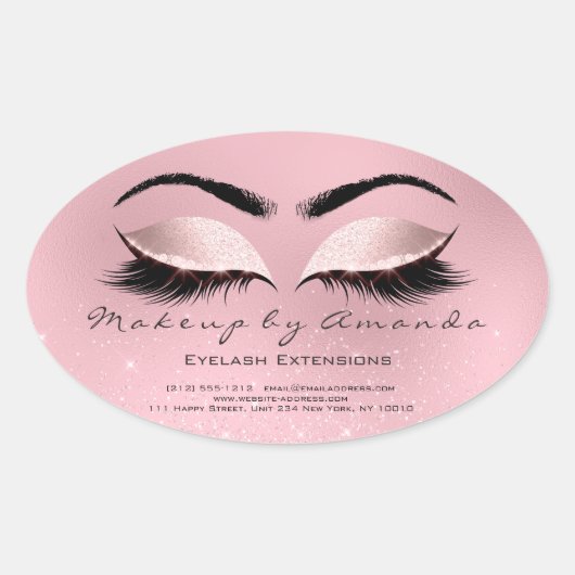 Eyelash Extension Round Makeup Artist Beauty Roos Ovale Sticker (Voorkant)