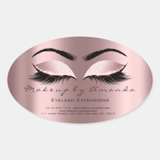 Eyelash Extension Round Makeup Artist Beauty Roos Ovale Sticker (Voorkant)