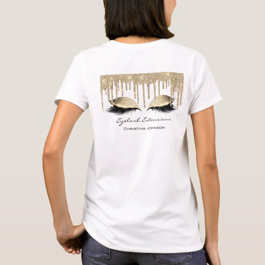 Eyelash Extension Sparkly Sepia Gold Branding T-shirt (Achterkant)