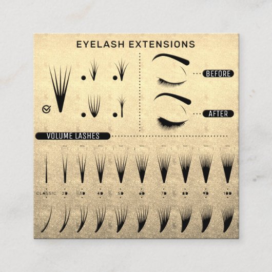 Eyelash Extension Studio Shop Gold Black Modern Vierkante Visitekaartje (Voorkant)